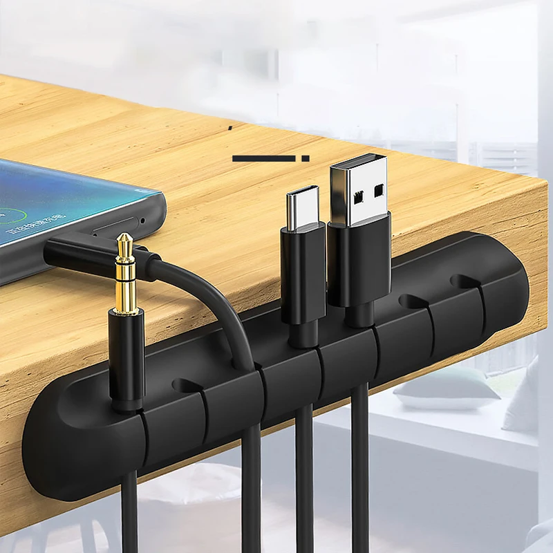 Silicone Cable Holder Cable Organizer Flexible USB Management Cable Holder Clips For Mouse Headphone Wire Organizer Earphone