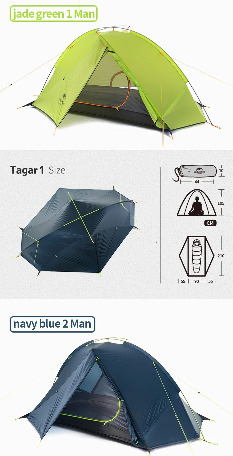 Naturehike палатки для кемпинга 1-2 человек для верховой езды для пеших прогулок на открытом воздухе палатка из силиконовой ткани Ультралегкая переносная палатка для путешествий 4 сезона