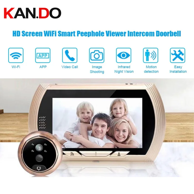 

720P 4.3" HD Screen WiFi Smart Peephole Viewer camera Doorbell Home Visible Intercom camera 4.3 Inch Video doorbell monitor