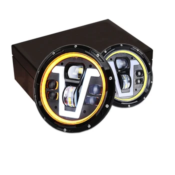 

7 Inch Round Waterproof IP67 V Type DRL Car Led Headlight System with Turn Signal for 4x4 Offroad Wrangler Jk Lj Tj