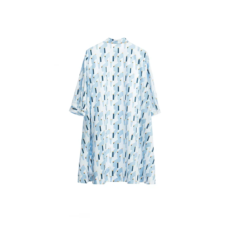 IRINAFC26 FW Collection women clothing stand collar three quarter sleeve long shirt dress