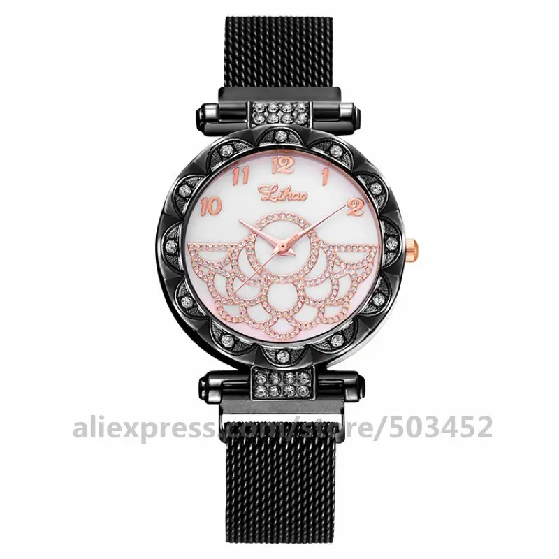 100pcs/lot YOLAKO Magnetic Clock Rhinestone Fashion Gift Bracelet Dress Relogio Feminino Lady Female Elegant Watches