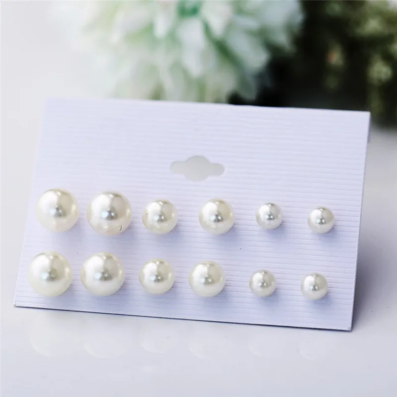 Женские серьги-гвоздики с жемчугом 6 пар | Украшения и аксессуары