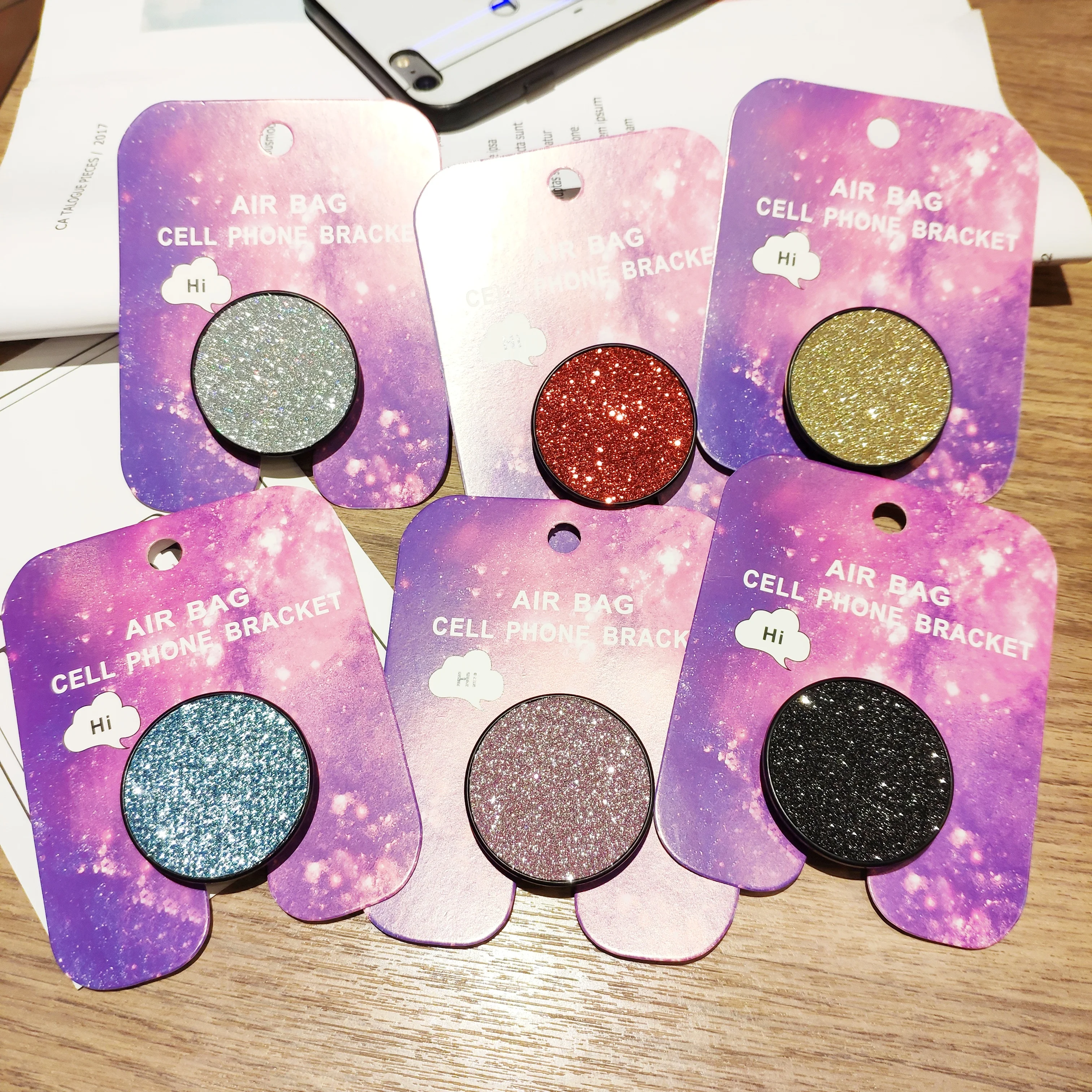 Sequin phone accessories stand mobile stand mobile phone hd projection bracket mobile ring holder soporte celular escritorio