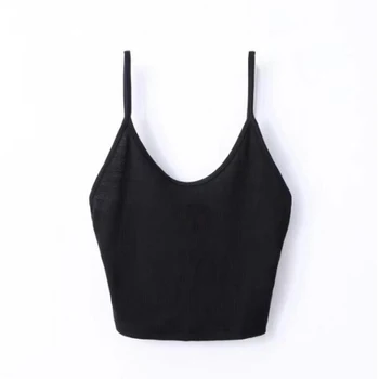 

Summer Women Tank Top For Short Tops Woman Sexy Elasticity Slim Sleeveless Tie Front Ribbed Crop Tank Top Tees