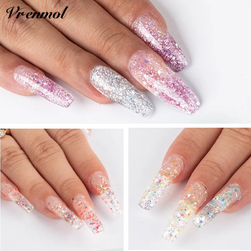 Гель для наращивания ногтей Vrenmol Glitter Ploy Алмазный долговечный УФ гель