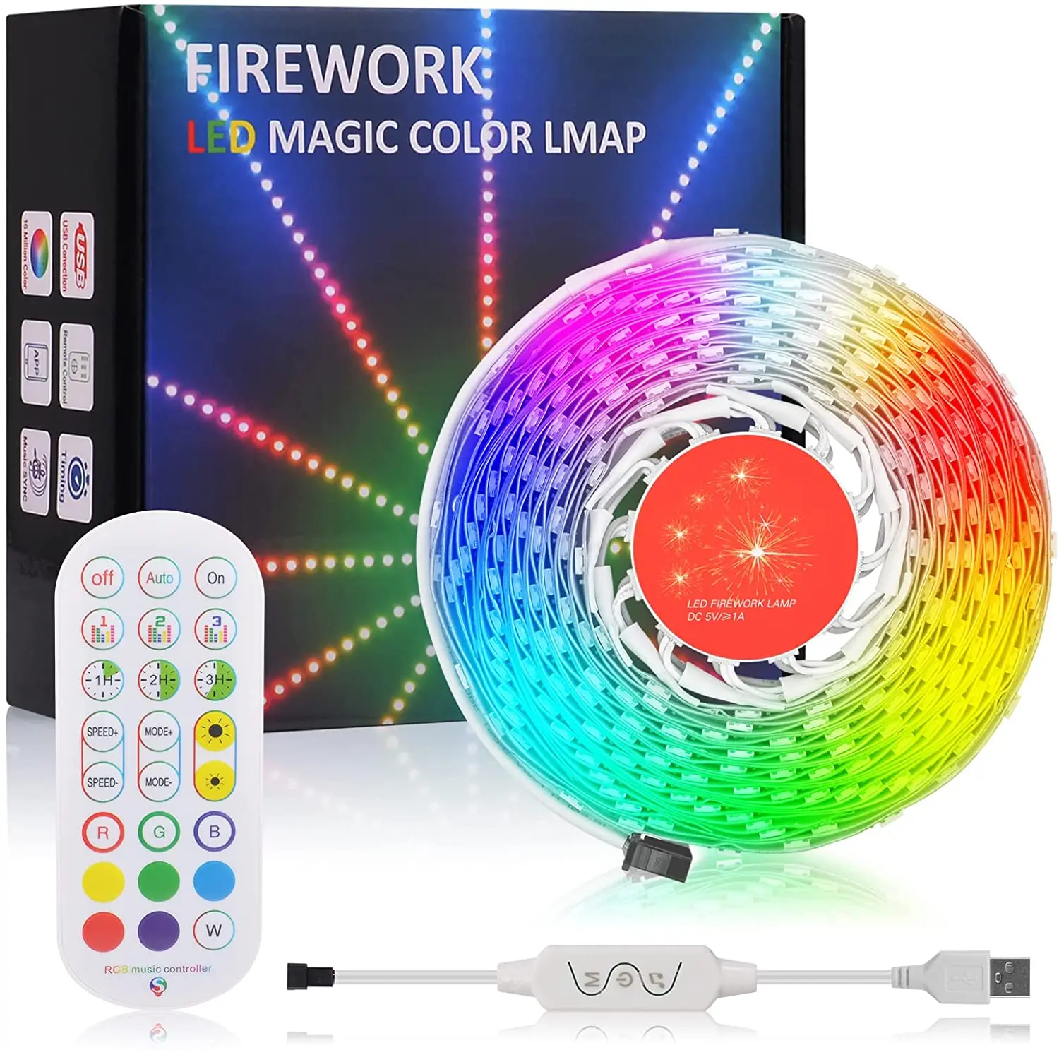 224 LED with Launch and Burst Effect Firework LED Wall Strip Light with APP Music Rhythm Mode for Christmas Indoor Decoration rgb 5050 neon usb room decor music mode for tv background bluetooth led lights with 44 keys remote tape for bedroom decoration