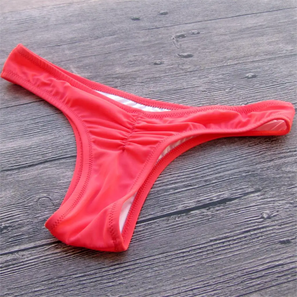 Женское сексуальное Бразильское Бикини нижнего размера плюс, красные трусики, женские стринги с низкой талией и оборками - Цвет: V11