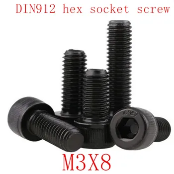 

50PCS DIN912 Grade 12.9 allen socket head screw M3*8 m3x8 Hexagon Socket Head Cap Screws Hex Socket Screw