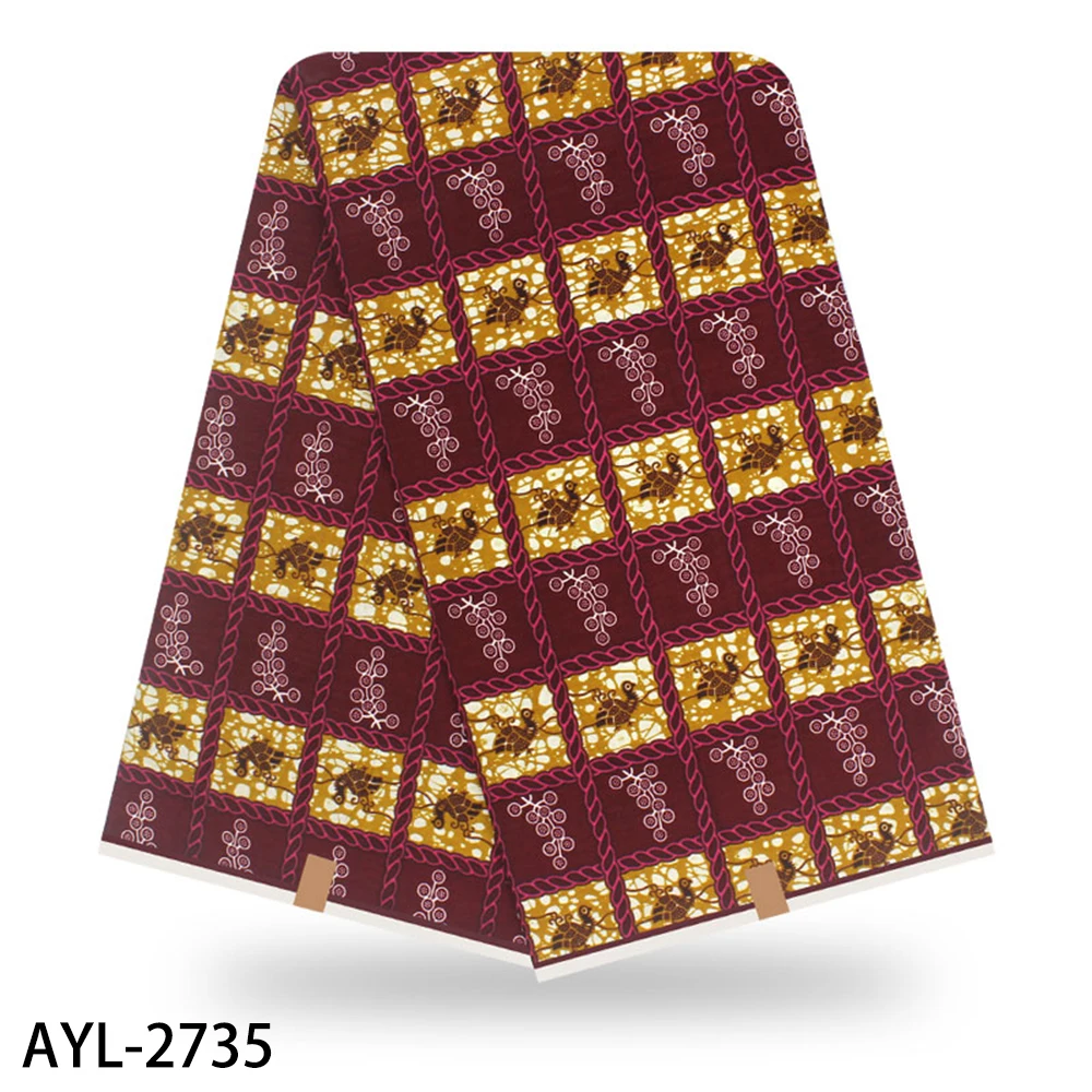AYL-2735 Африканская ткань, хлопок, Анкара, ткань, высокое качество, нигерийский воск, принты, ткань, настоящий голландский воск, 6 ярдов, BHL - Цвет: AYL-2735