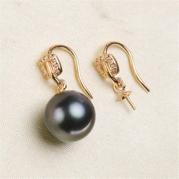 

G18K Gold Earring Hooks with Eyepin Bead Caps, Yellow Karat Gold Solid 18ct oro French Earwire Dangle Pearl Earrings