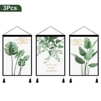 

NEW 3 Pieces Ins Style Nordic Tapestry Green Plant Tapestry Hotel Decoration Painting Meter Box Tapestry Fabric Decoration