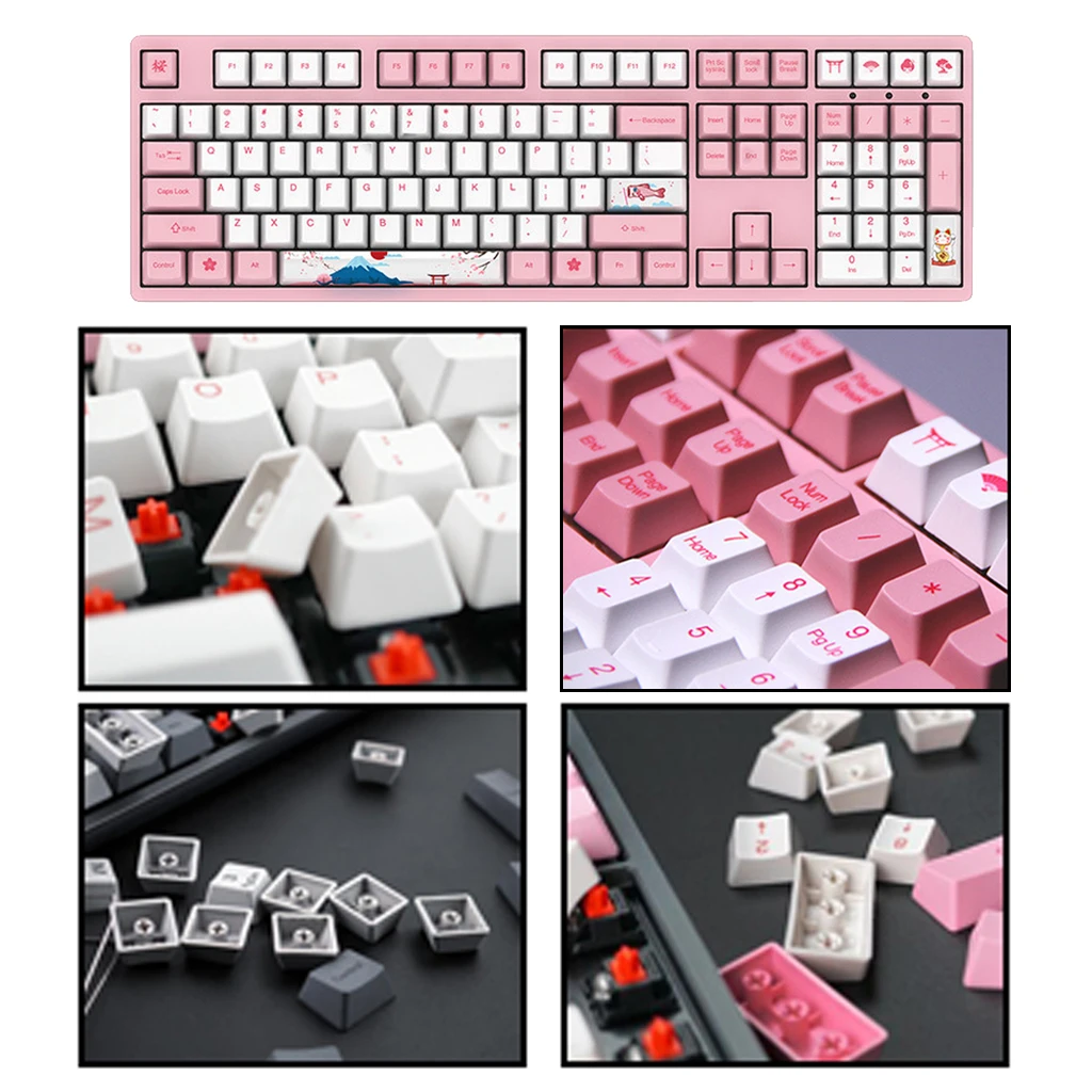 OEM Profile Thick PBT Keycap set for Mechanical Gaming Keyboard, 12.59x6.29x1.77inch