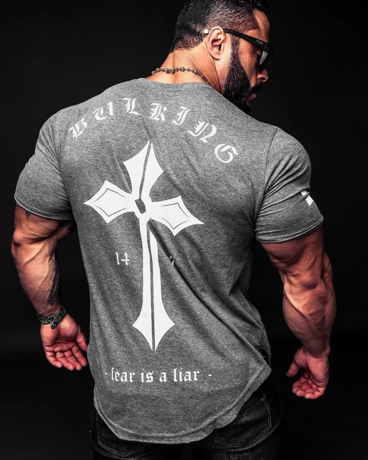 

Muscle Brother New Style Workout Clothes MEN'S Sports T-shirt Running Training Pure Cotton Short Sleeve