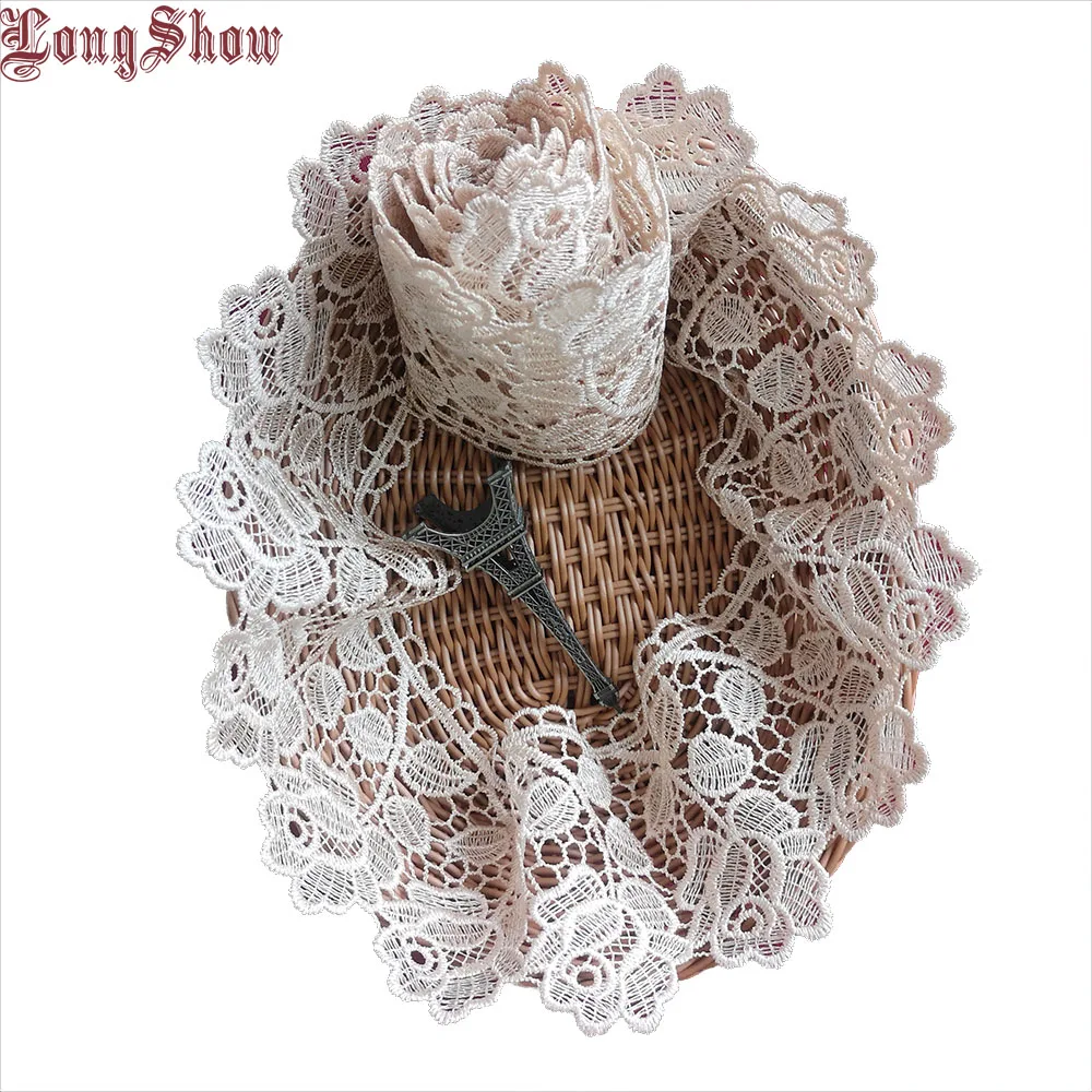 

LongShow 10 Yards 10cm Width 100% Polyester Gold Colour ROSE Embroidered Lace Trim DIY Sewing Material Accessories