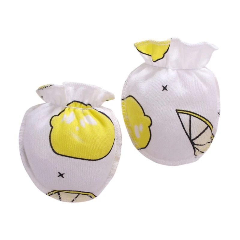 yellow lemon Подарочные Зимние теплые перчатки из флиса для мальчиков и девочек, теплые руки для новорожденных, защита лица, Хлопковые варежки-царапки - Цвет: yellow lemon