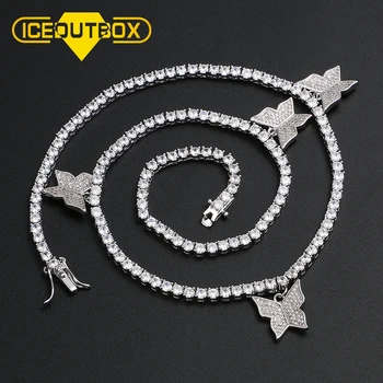 

Butterfly CZ Tennis Chain With Luxury Drip CZ Butterfly Clavicle Chain Statement Female Choker Iced Out Hip Hop Women Jewelry