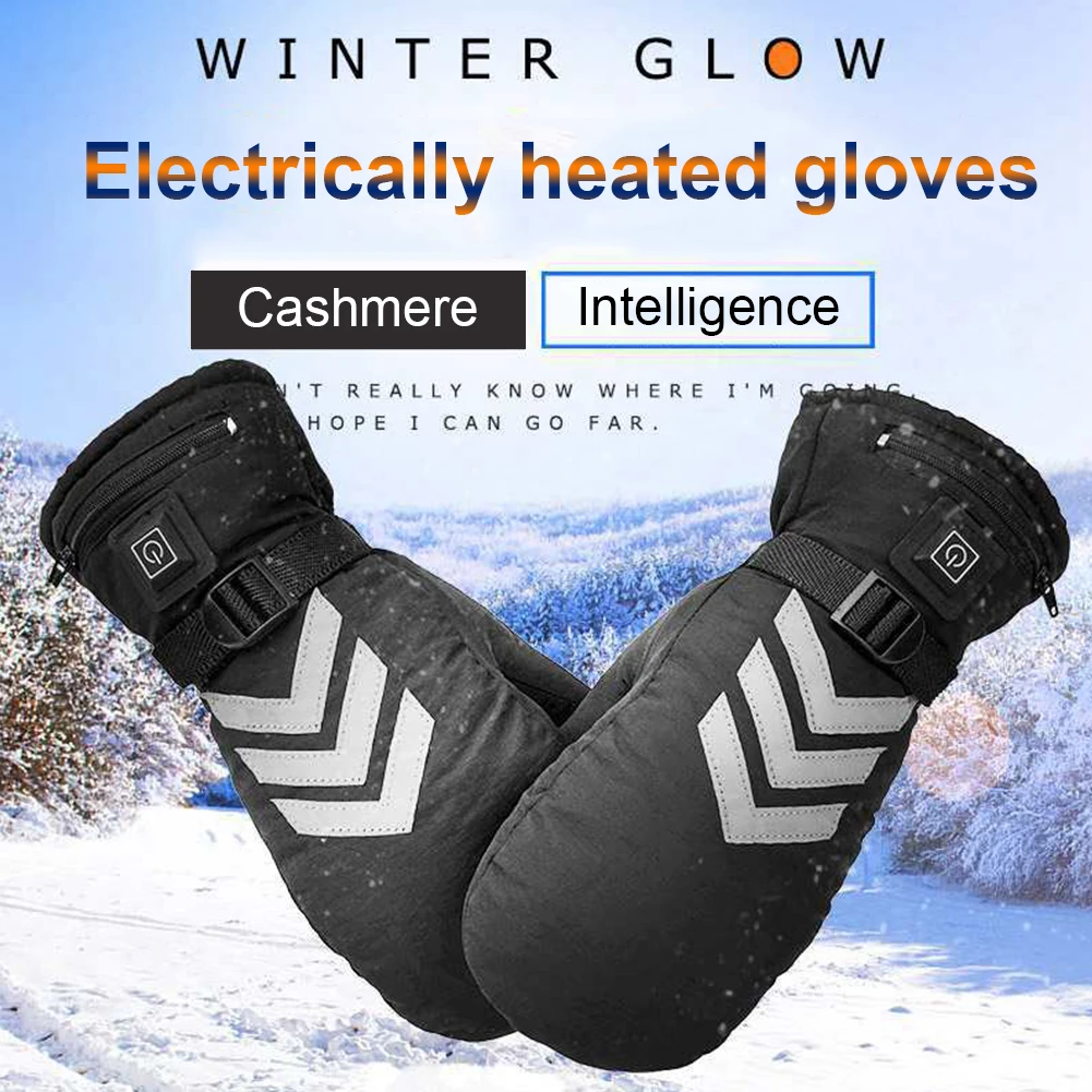 Women Men Non Slip Wear Resistant Electric Heating Sports Rechargeable Durable Windproof Full Finger Reflective Cycling Gloves