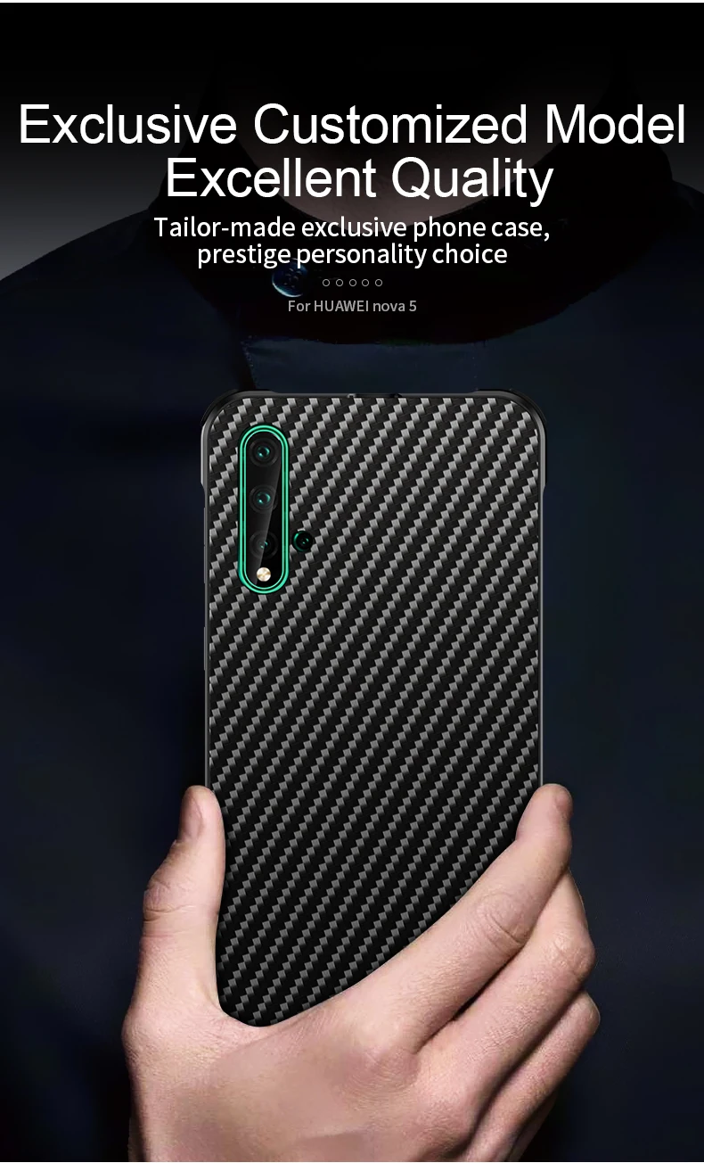 Роскошный Алюминиевый металлический чехол для huawei Nova 5, чехол Nova 4, тонкий жесткий чехол из углеродного волокна для huawei Nova 5/4