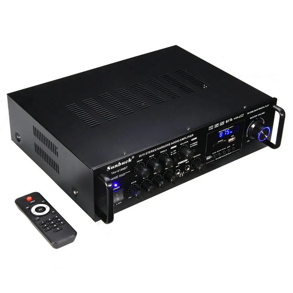 Мощность Full 2000 Вт 110 В 220 в bluetooth 4 Ом стерео аудио Мощность HiFi усилитель для караоке+ RC Поддержка 2 микрофона FM Усилитель мощности
