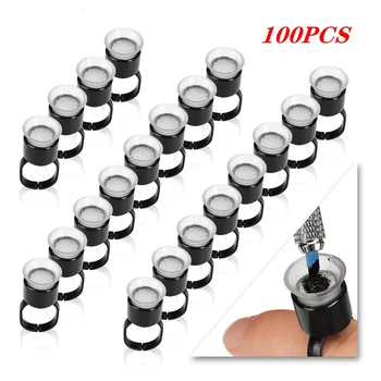 

100pcs Tattoos Supply Ink Ring Cups Tools Microblading Pigment Holder With Sponge Permanent Makeup Disposable Tattoo Accessories