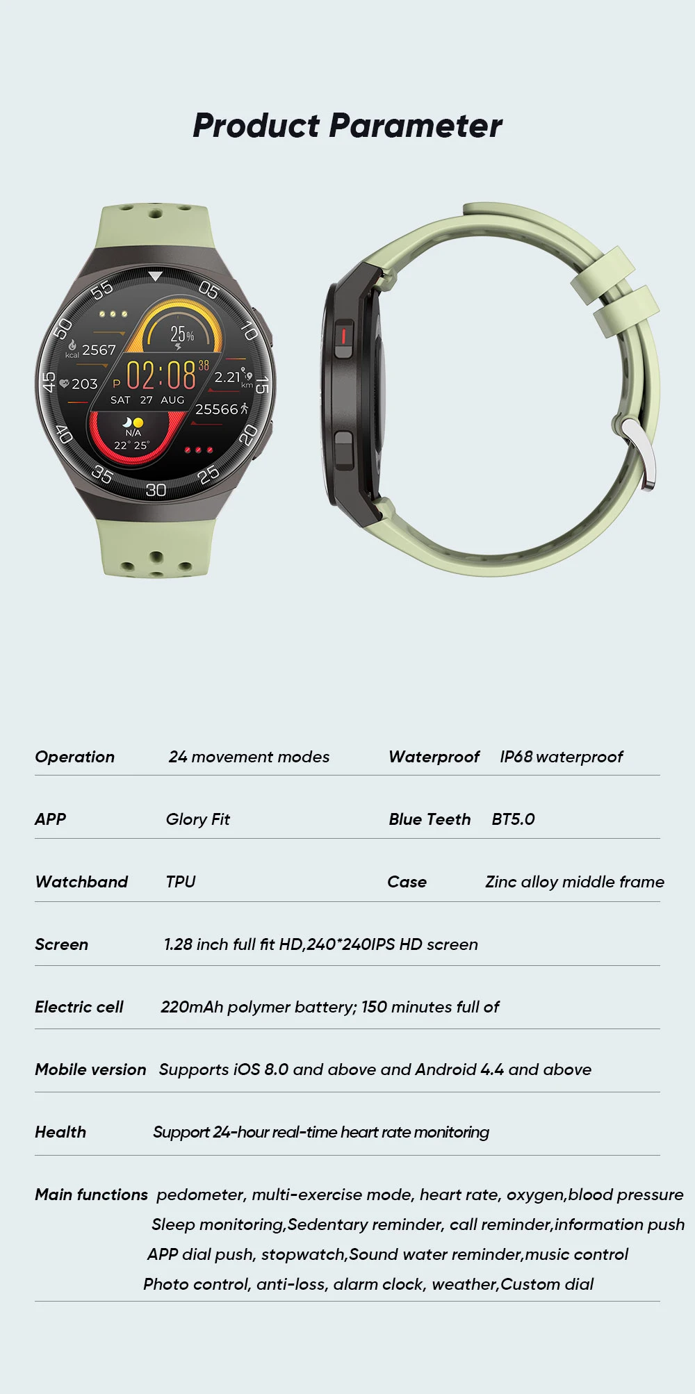 LIGE 2021 New Men's Smart Watch 1.28 inch Waterproof Fitness Bracelet Sports Tracking Women Smartwatch For Android iOS Xiaomi