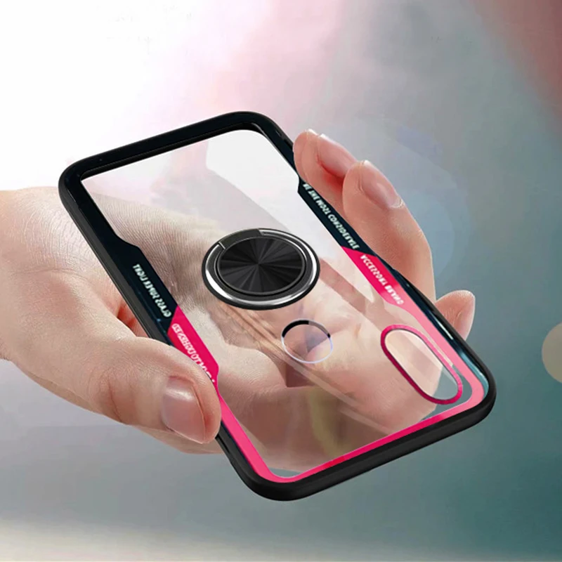 Luxury Ring Magnet Metal Car Holder Coque,Cover,Case For Xiaomi MI A2 Lite MIA2 MI 6X Silicone Transparent Shockproof