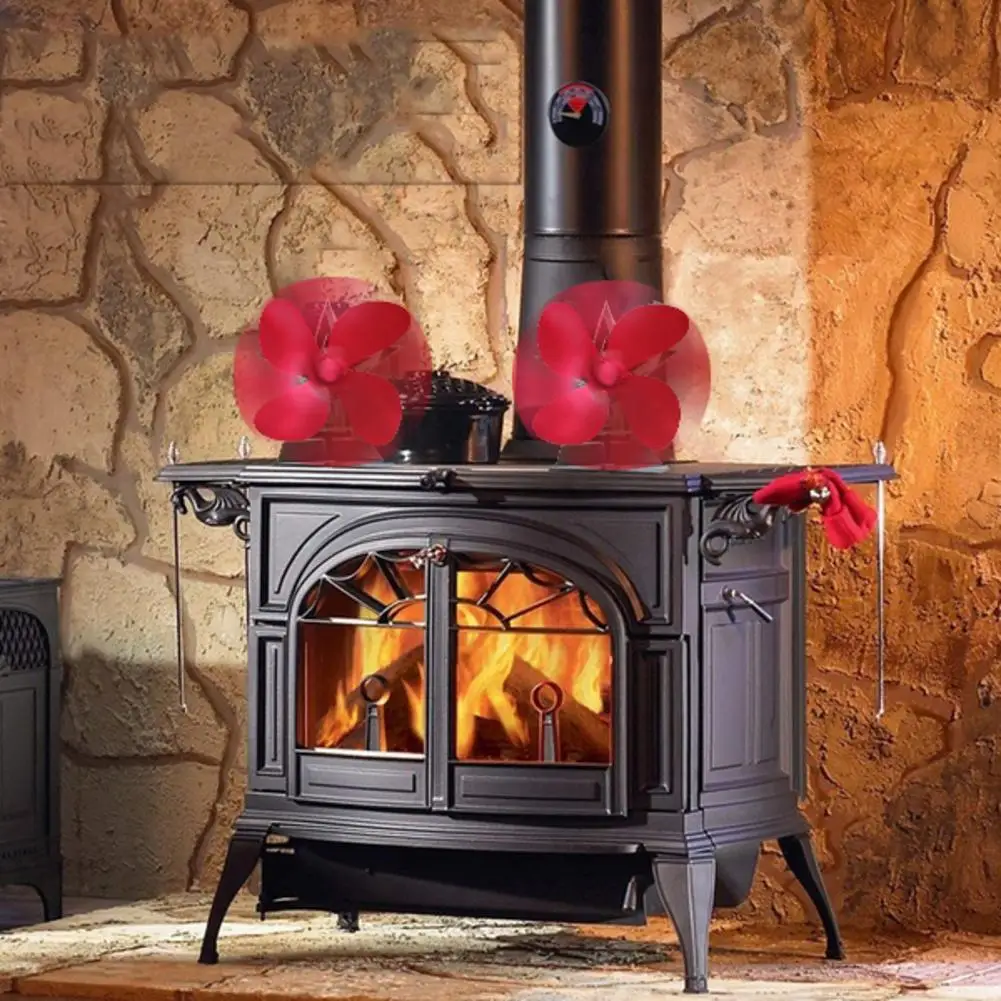 4 Blades Large Air Flow Heat Stove Fan Fireplace Heat Distribution Gas Stove  Fans Firewood Burners Home Fireplace Parts Fan Blad - AliExpress
