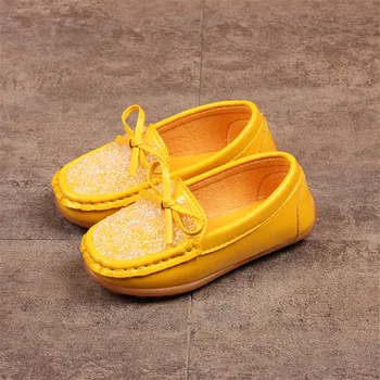 

Children Casual Leather shoes Flat with Loafers Boys Girls Flats Princess Soft outsole Single shoes Baby Girl Dance shoes A019
