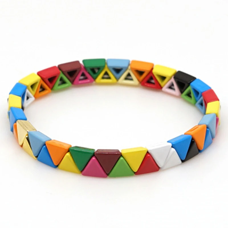Bohemian Bracelet Handmade Friendship Braided Stackable Enamel Rainbow Tile Bracelet Fashion Street Photography Bangles Dropship - Окраска металла: HDB048-5