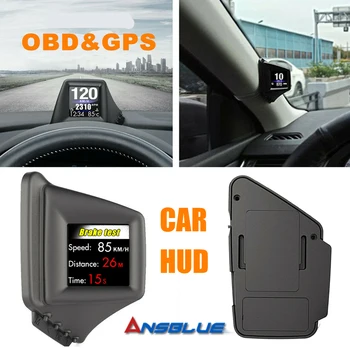 

2020 Car Speed Projector Windshield Head Up Display OBD+GPS HUD On-board Computer A-pillar Trim Water Temp GPS Speedometer