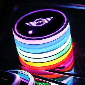

2x Car Led Cup Light Mat Auto Logo Led Atmosphere Light LED Cup Drink Holder for BMWs Mini Coopers One S R50 R53 R56 R60 F55 F56