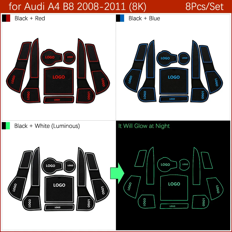 Противоскользящий коврик для AUDI A4 B8 2008 2011 S-Line Gate Slot Coaster анти-Грязная дверная паза коврик автомобильный интерьер гелевая накладка резиновый коврик