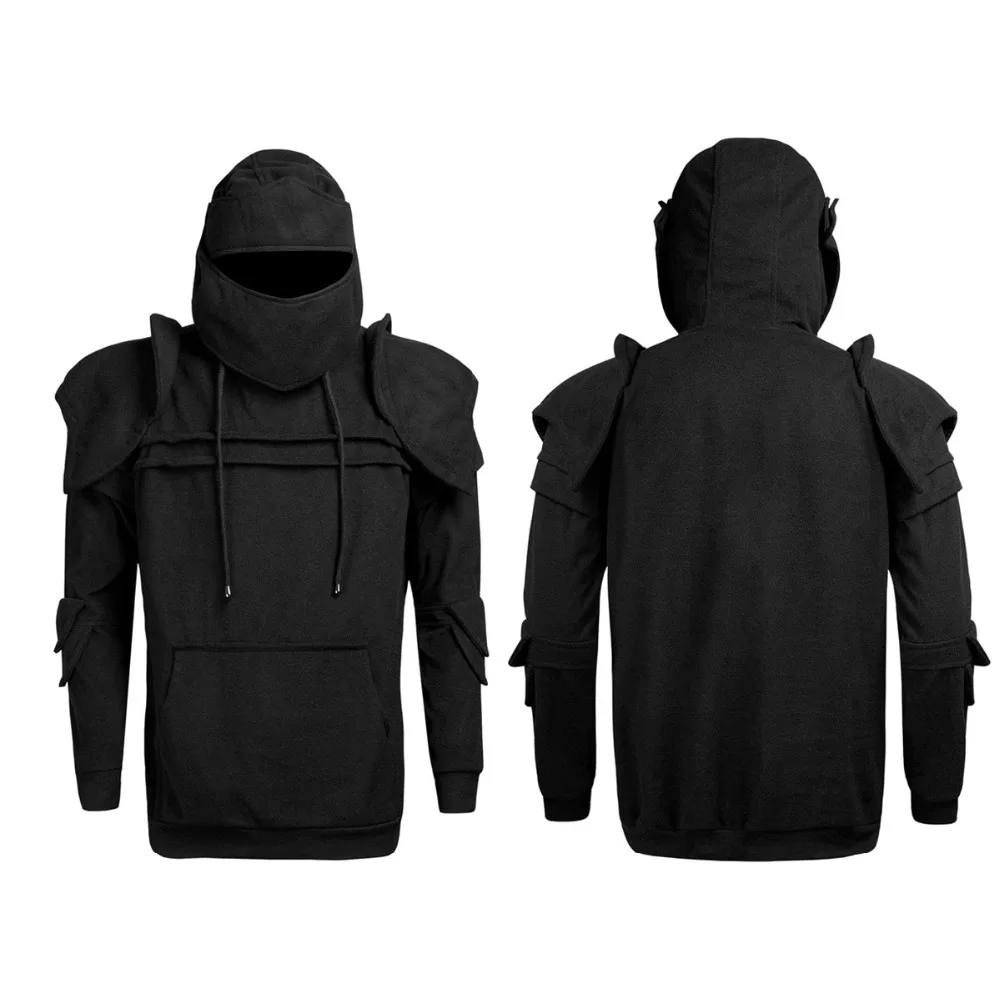 solid pleated sleeve hem curved long fleece hoodie