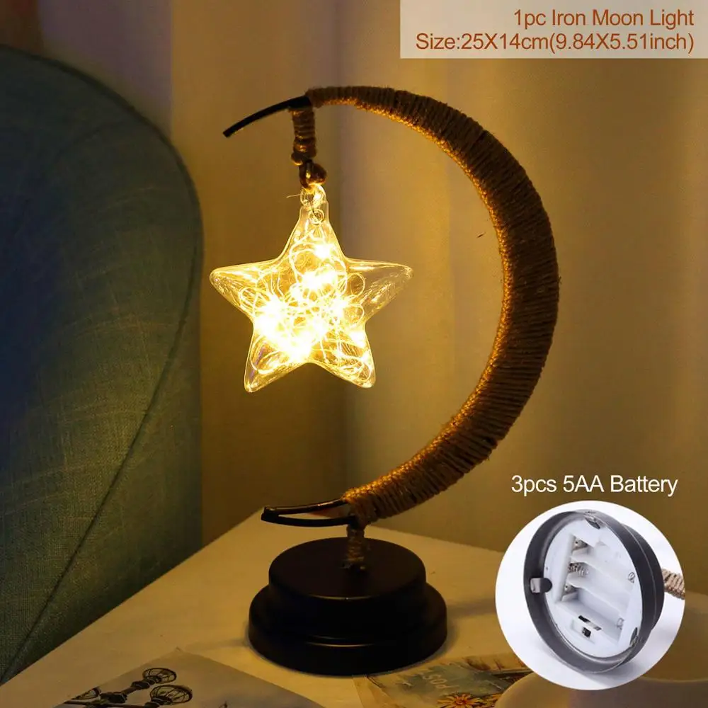 Huiran светодиодный светильник с Луной и звездой, украшение для свадебного стола в деревенском стиле, украшение для свадеб, товары для свадьбы, декор Eid Mubarak - Цвет: Warm White Star