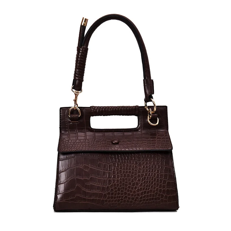 Women Vintage Tote Bag New Female Retro Square Crossbody Bag Luxury Brand Designer Alligator Pattern Shoulder Bag Handbag