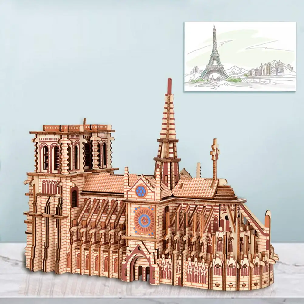 3D-пазлы деревянные собор Нотр-дамы Набор сделай сам для деревянных изделий