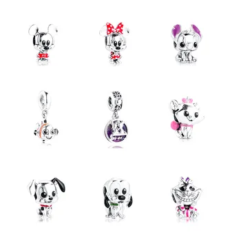 

GPY Mickey Minnie Happily Ever After Charms 925 Original Fit Pandora Bracelet Sterling Silver Charm Beads for Jewelry Making