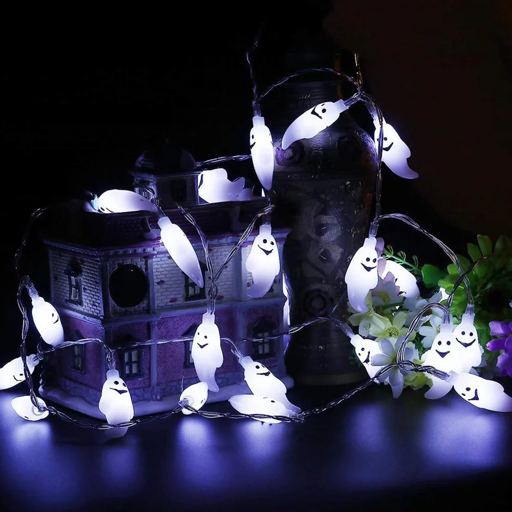 Хэллоуин лампа призрак 10 светодиодный/20 светодиодный гирлянды для декоративное украшение для Хэллоуина Сказочный светодиодный гирлянда