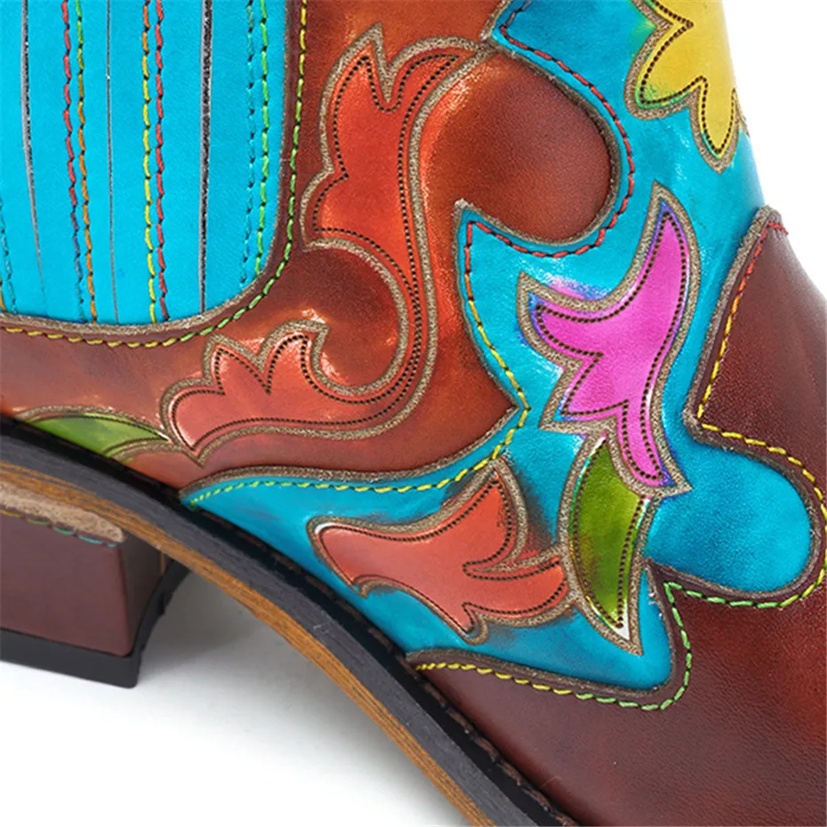 Fashion Women Chelsea Boots Genuine Leather Shoes Woman Bohemian Vintage Slip-on Ankle Boot For Women Casual Spring Winter Shoes (4)