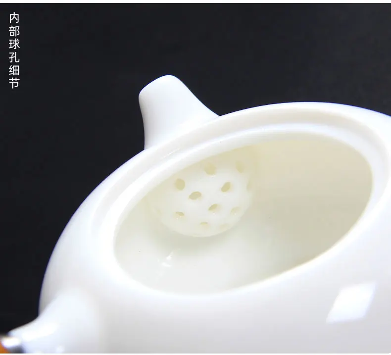 Белая фарфоровая деревянная ручка Боковая ручка чайный горшок керамика чайный набор костюм анти-скальдинг из нефрита и фарфора одна кружка, сосуды для питья дома