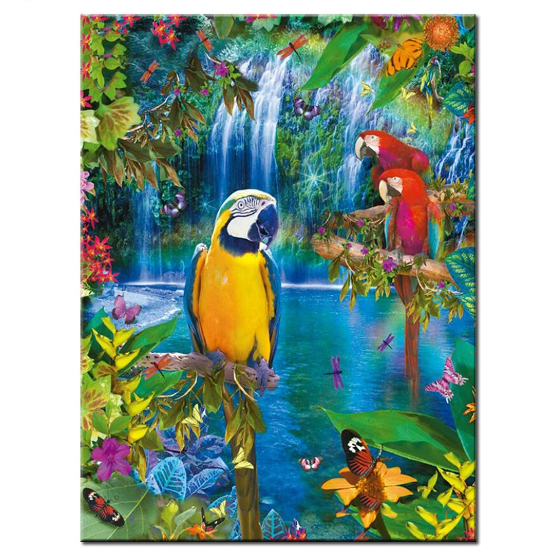 100 Full 5D Diy Diamond Painting "Lakeside parrot" 3D Diamond Painting