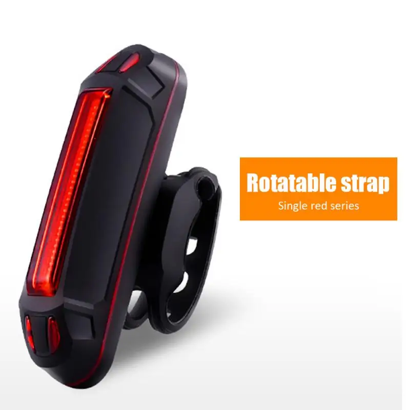 Rotatable red Водонепроницаемый USB Перезаряжаемый велосипедный задний светильник Предупреждение ющий задний светильник светодиодный велосипедный задний фонарь на седло вращающийся на 360 ° ремень - Цвет: Rotatable red