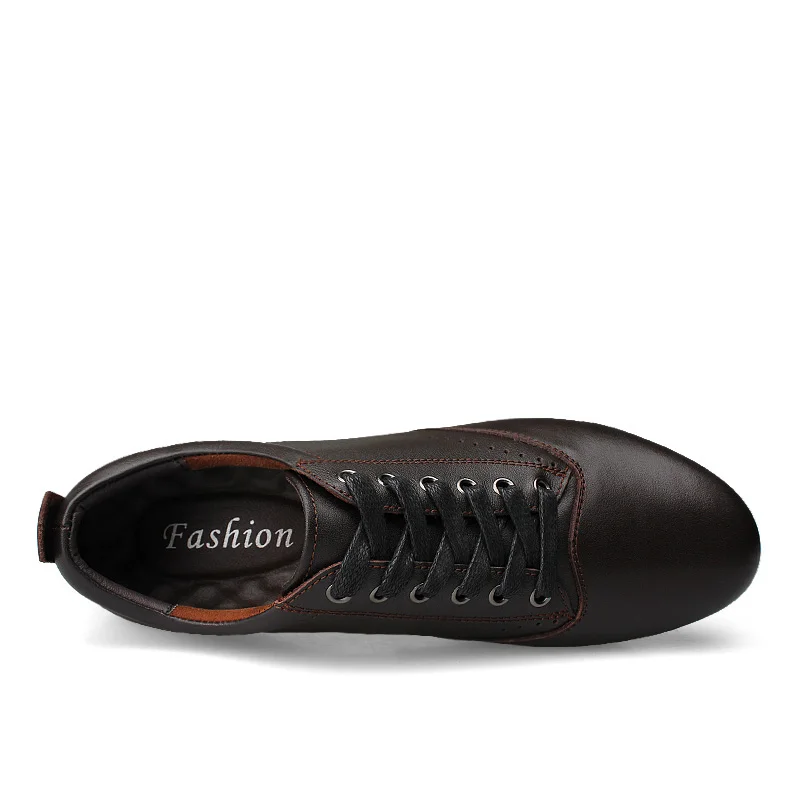 Spring Autumn New Hot Fashion Men Lace-up Leather Casual Shoes Trend Shoes Cool Loafers Flats Size37-47 Black Leather Flats %