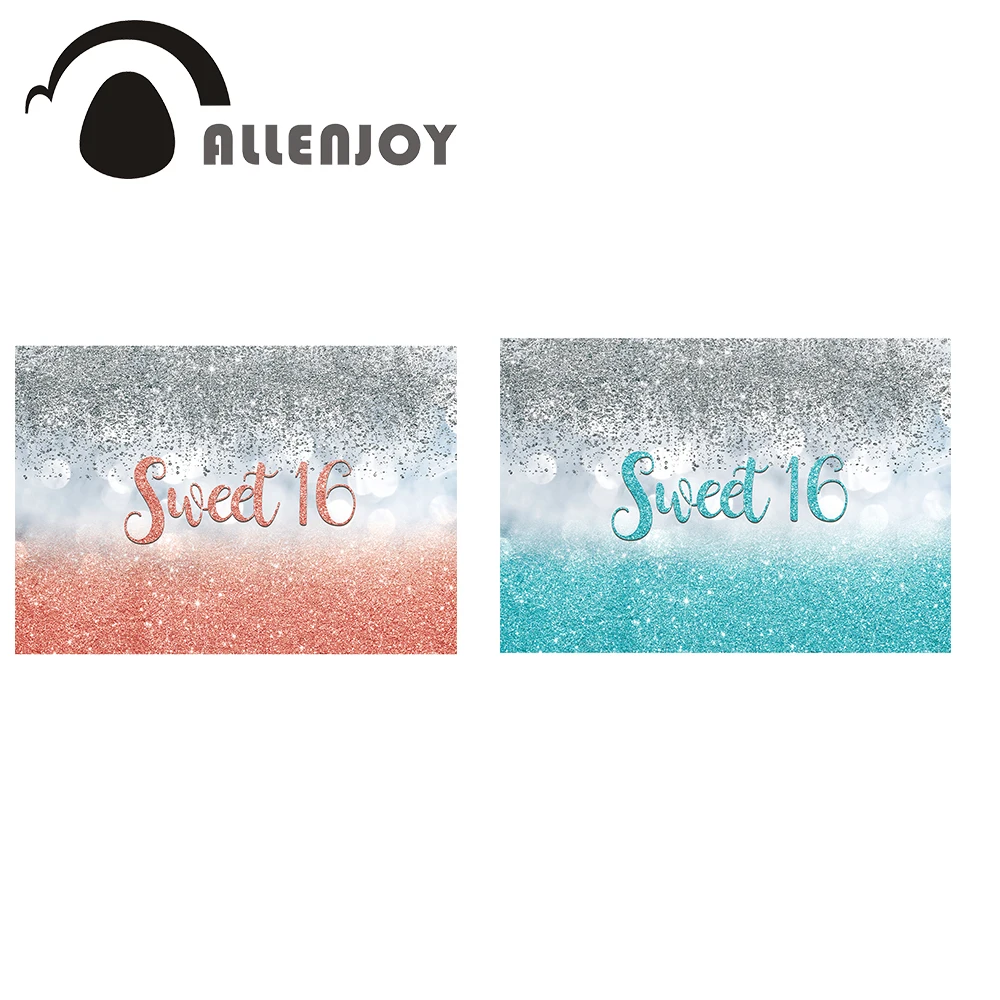 Allenjoy сладкий 16 фон для дня рождения синие серебряные блестящие пески Bokeh Halo