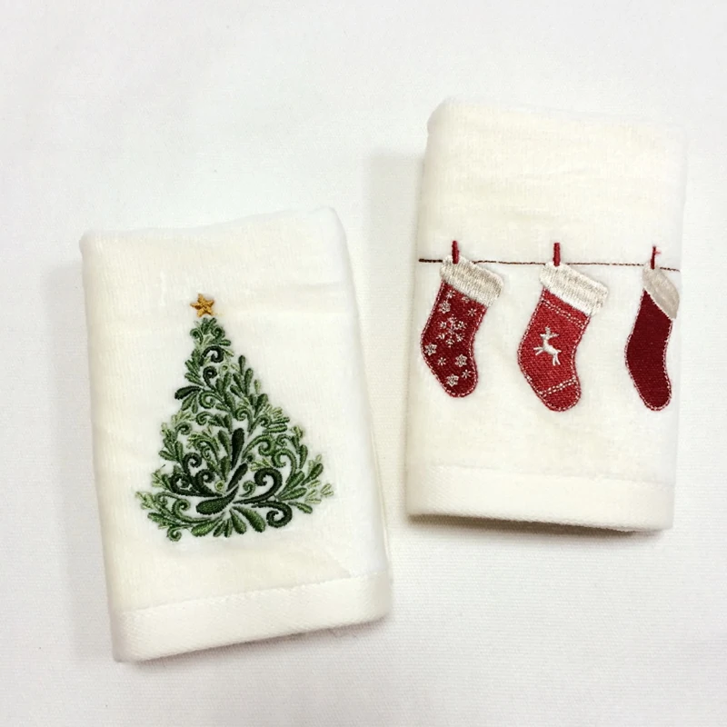 Рождественская серия хлопковых полотенец рождественские колокольчики Рождественская елка чулки полотенца украшения подарки вышитые полотенца Христос