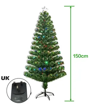 

1.2/1.5/1.8/2.1M Colorful Optic Fiber Lamp Green Christmas Tree Iron Stand Home Festival Decoration Green Vine Rattan EU/UK
