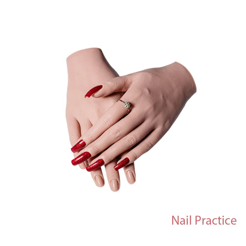 US $51.85 Practice Hand For Acrylic Nails With Tips Adult Mannequin With Flexible Finger Adjustment Display Model Moveable Nails