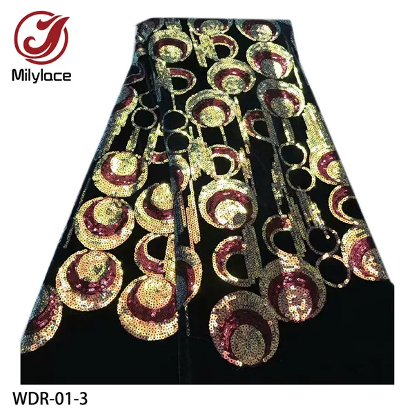 color 3 Milylace новейшая нигерийская Бархатная Ткань 5 ярдов блестящая мягкая бархатная ткань высокого качества для вечерних платьев WDR-01 - Цвет: color 3