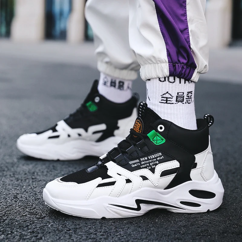 

2019 autumn and winter new Korean trend wild versatile wind men's high-top basketball shoes increase sports men's shoes